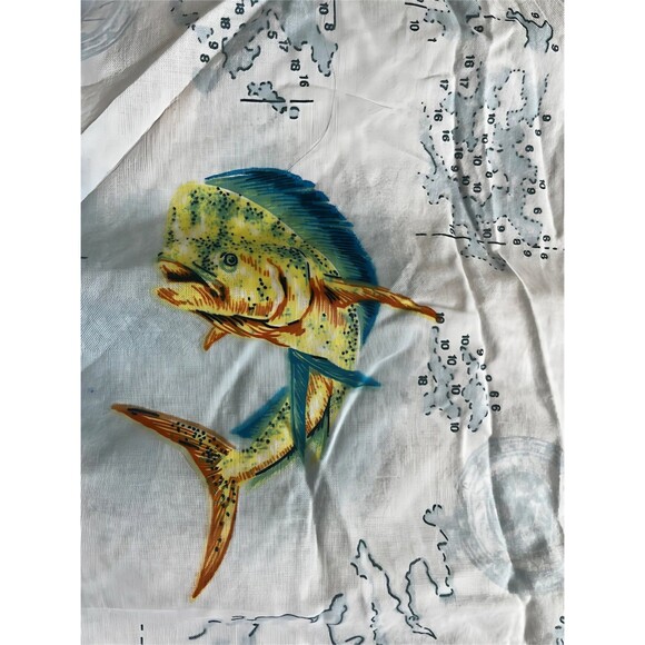 Fishing life cotton novelty fish button up LARGE - Picture 3 of 5